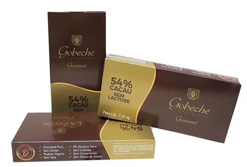Chocolate Gourmet 54% Cacau Sem Lactose - Gobeche - Barra 1,01Kg