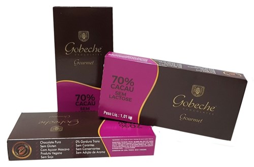 Chocolate Gourmet 70% Cacau Sem Lactose - Gobeche - Barra 1,01Kg