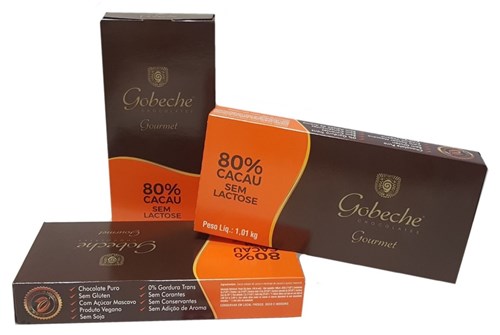 Chocolate Gourmet 80% Cacau Sem Lactose - Gobeche - Barra 1,01Kg