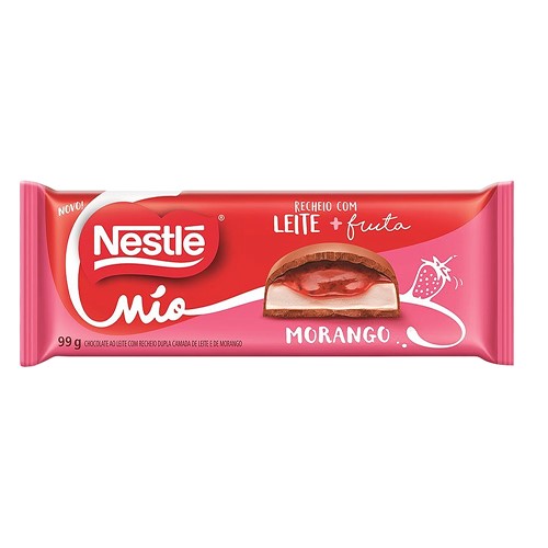 Tudo sobre 'Chocolate Nestlé MIO Recheado Morango 99g'