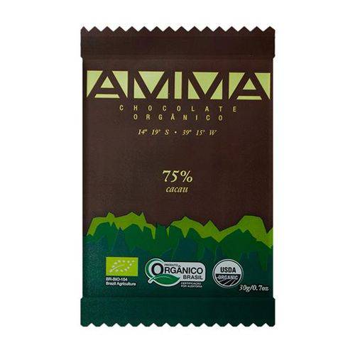 Chocolate Orgânico 75% 30g - Amma Chocolate