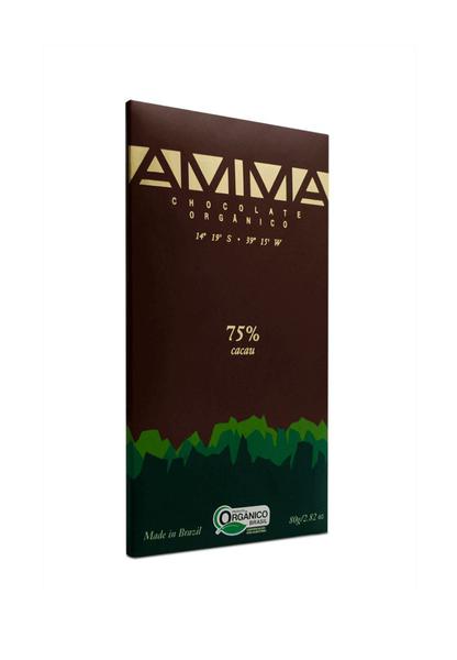 Chocolate Orgânico 75% Cacau - 80g - AMMA Chocolate