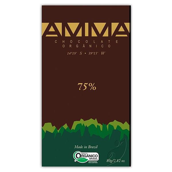 Chocolate Orgânico 75% Cacau 80g - Amma
