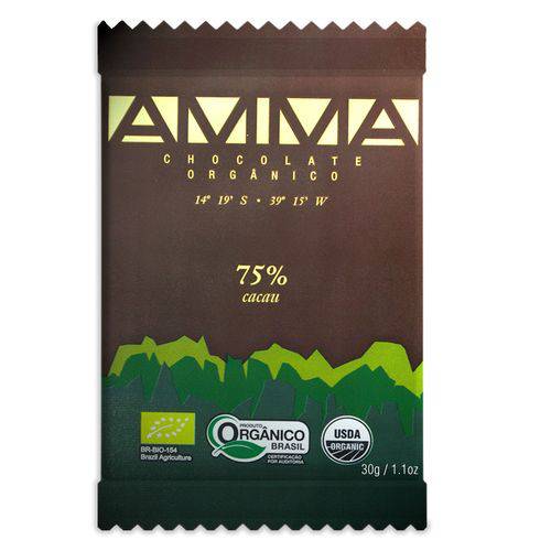 Chocolate Orgânico 75% Cacau Amma - 30g