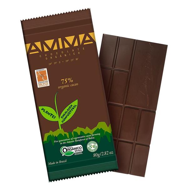 Chocolate Orgânico AMMA 75% Cacau 80grs.