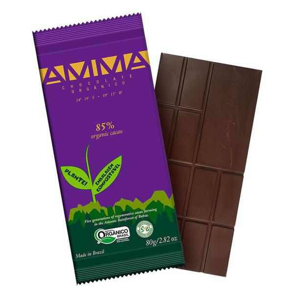 Chocolate Orgânico AMMA 85% Cacau 80grs.