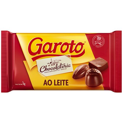 Chocolate para Cobertura GAROTO ao Leite 1kg Cobertura de Chocolate Garoto ao Leite Barra 1 Kg