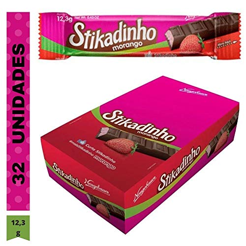 Chocolate Stikadinho Morango 32 Unidades 12,3g Neugebauer