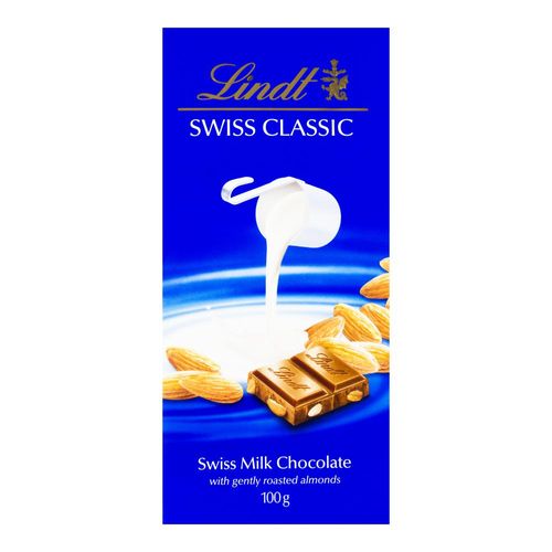 Chocolate Suíço Lindt Swiss Classic Milk Almond Amêndoa Tablete 100 G