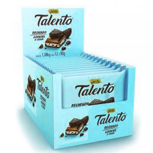 Chocolate Tablete Talento Recheado Cookies e Cream 90gr C/12 - Garoto