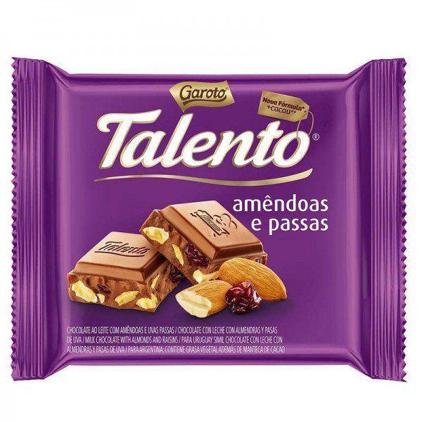 Chocolate Talento Amêndoas e Passas 12 Unidades 90g - Garoto