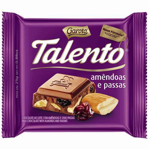 Chocolate Talento Amêndoas e Passas 25g