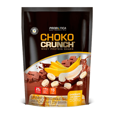 Choko Crunch Whey Protein Shake 555g Probiótica Choko Crunch Whey Protein Shake 555g Chocolate com Banana Probiótica