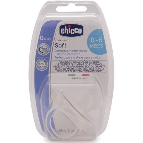Chupeta Chicco Soft com Bico de Silicone Tamanho 2 - Transparente