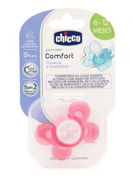 Chupeta Physio Comfort Tam 1 (0-6m) - Chicco Rosa