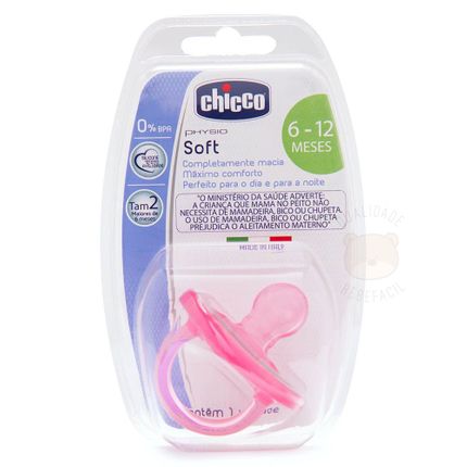 Chupeta Physio Soft New Pink Silicone Tam 2 (6-12m) 1pç - Chicco