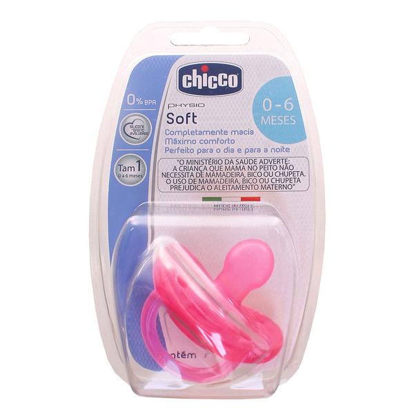 Chupeta Physio Soft Rosa Tam.1 0-6M - Chicco