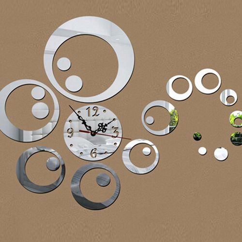 Tudo sobre 'Círculos 3d Espelho Moderno Relógio de Parede Relógios Adesivos Decalques Sala de Home Diy Decorações'