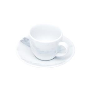 Cj 6 Xícaras de Café C/Píres Porcelana Marble 90Ml - F9-17312 - BRANCO