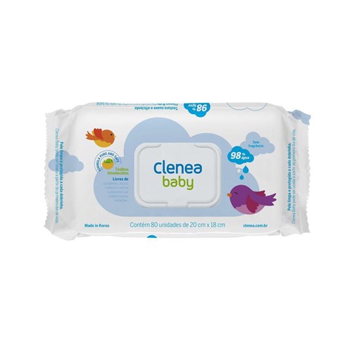 Clenea baby sem fragrância, toalha umedecida premium com 80 unidades