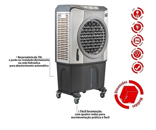 Climatizador de Ar Evaporativo Tipo Iindustrial 70 Litros Cli70 Pro 21... (220v)