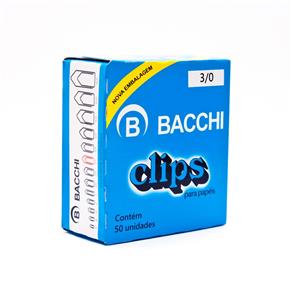 Clips Niquelados 3/0 Bacchi Caixa com 50 Clips Prata