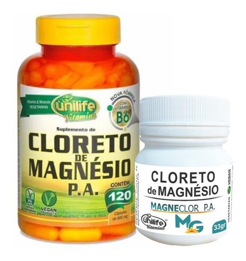 Cloreto de Magnésio P.a. 120 Cáp + Vitamina B6 + Brinde (Natural)