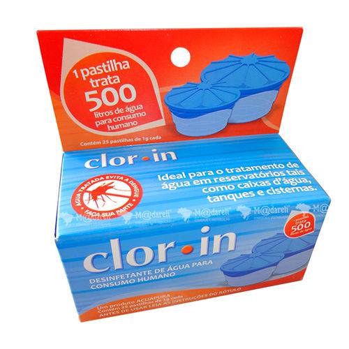 Tudo sobre 'Cloro em Pastilhas para Caixas de Água Clorin 25 Un. 1g 500L'