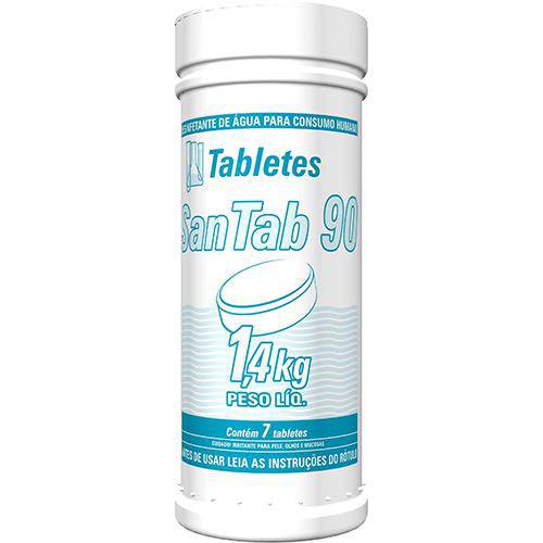 Cloro para Consumo Humano - Santab 90 - Hidroall - 1,4 Kg - 7 Tabletes - Pastilhas