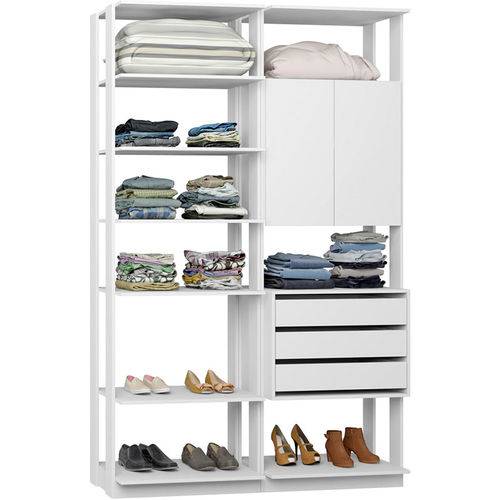 Tamanhos, Medidas e Dimensões do produto Closet Modulado 1 Armário C/ 3 Gavetas Clothes 9011 – Be Mobiliário - Branco