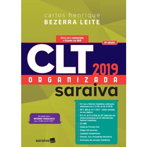 CLT Organizada Saraiva - 6ª Ed. 2019