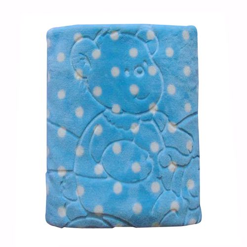 Cobertor Bebê em Relevo com Capuz Jolitex Azul Menino Luxo