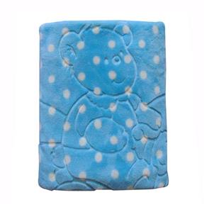 Cobertor Bebê em Relevo com Capuz Jolitex Menino Luxo - Azul Claro