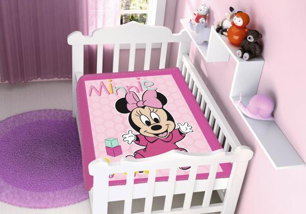 Cobertor Bebê Jolitex 0,90x1,10m Disney Minnie Patinhos Rosa