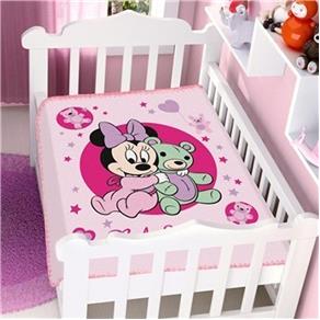 Cobertor Berço Jolitex Infantil Disney Minnie Ursinho Rosa