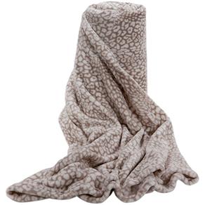 Cobertor Blanket Estampado Casal Onça Kacyumara - Bege