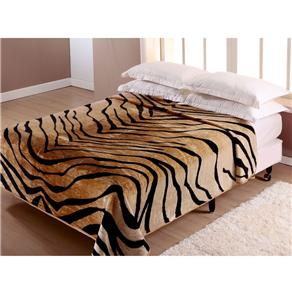 Cobertor Casal Corttex Tigre em Poliéster com 180 X 220 Cm - Bege
