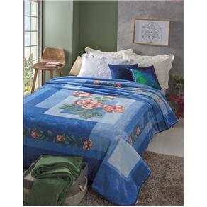 Cobertor Casal Jolitex Kyor Plus Taormina em Microfibra - Azul