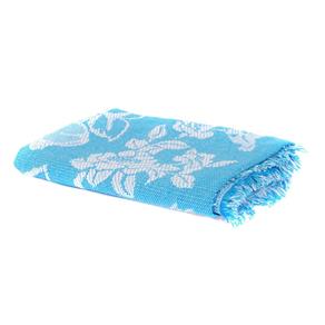 Cobertor Casal King Azul com Branco Algodão