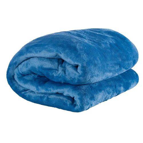Cobertor Casal Manta de Microfilha 01 Peça (toque Aveludado) - Azul