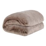 Cobertor Casal Manta de Microfilha 01 Peça (toque Aveludado) - Caqui