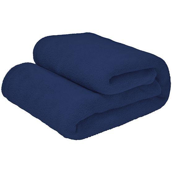 Cobertor Casal Microfibra Liso Azul Marinho 1,80x2,20m Camesa