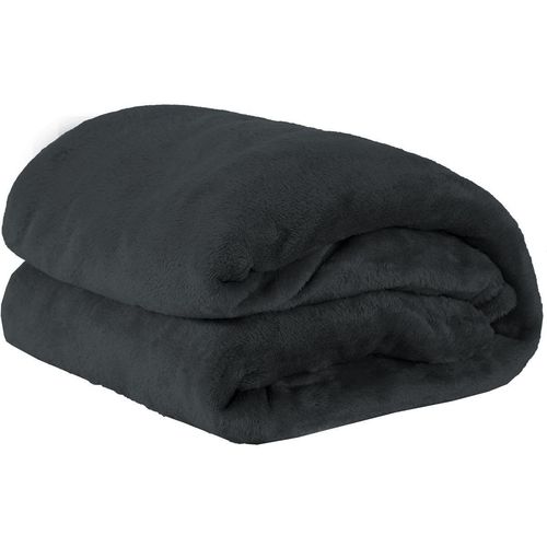 Cobertor Casal Queen Manta de Microfilha 01 Peça (toque Aveludado) - Preto