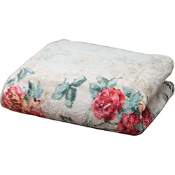 Cobertor Casal Raschel Floral Marfim - Casa & Conforto