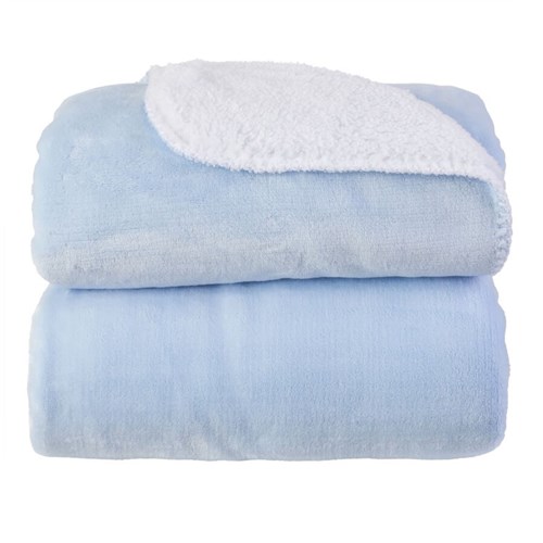 Cobertor Donna Bebê 110X90 Cm Azul Microfibra Plush com Sherpa