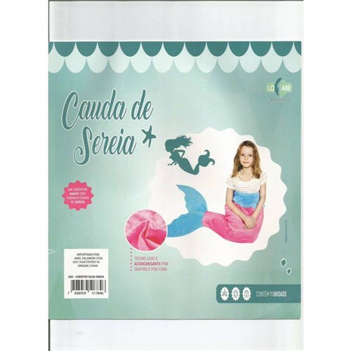 Cobertor Infantil Calda de Sereia - Rosa - 1,40 X 0,45