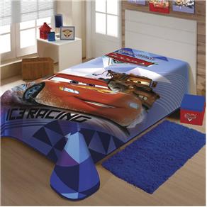 Cobertor Infantil Malha Carros Poliéster Jolitex 1,50mx2,00m Azul