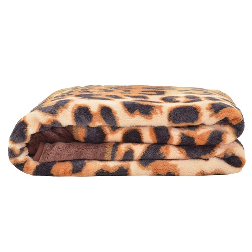 Cobertor Jolitex Casal Kyor Plus Leopardo Marrom