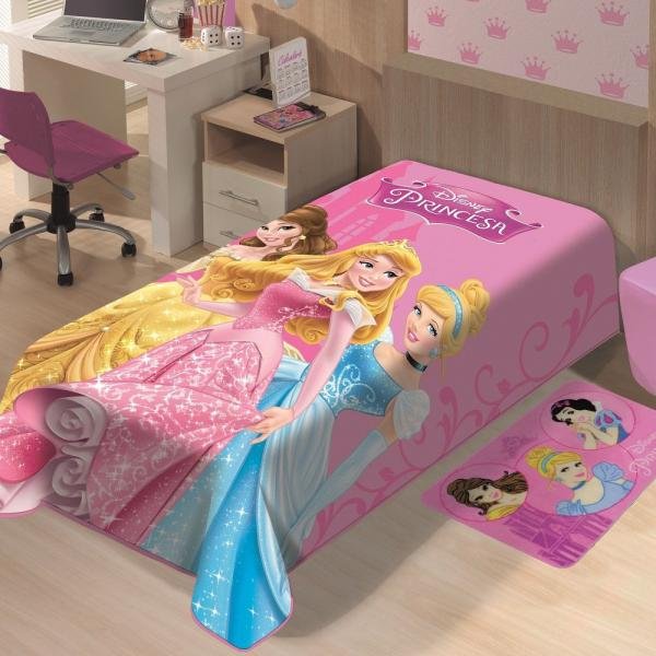 Cobertor Jolitex Solteiro Raschel Macio Disney Princesas