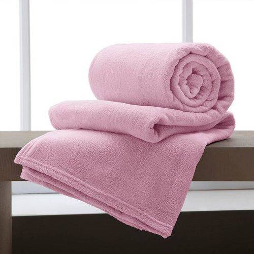 Cobertor Manta Microfibra Casal Rosa Claro 180 X 220 Cm